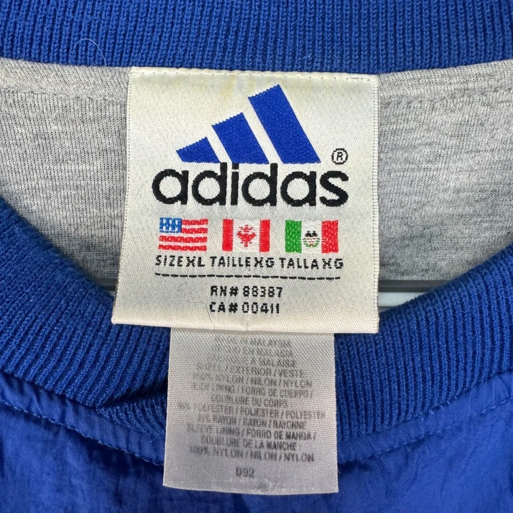 Adidas Windbreaker Mens XL Blue Orange Vintage‎ 90s Pullover Center White Tag